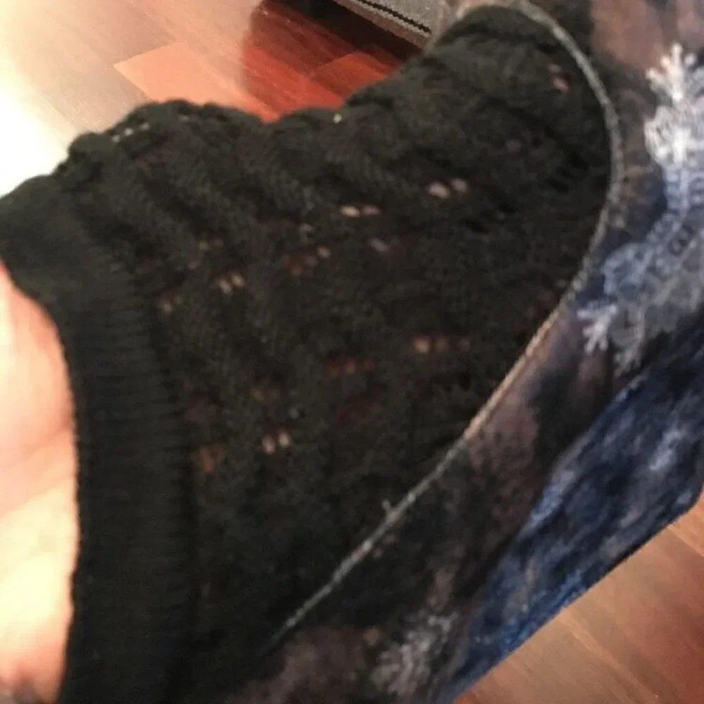 DESIGUAL Sz 9 Sock Velvet Gray Velvet High Wedges